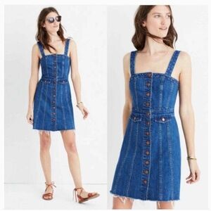Madewell Raw Edge Button Front Denim Overall Dress